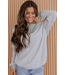 Liam & Company Mark Contrast Ribbed Henley - Light Grey