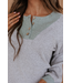 Liam & Company Mark Contrast Ribbed Henley - Light Grey