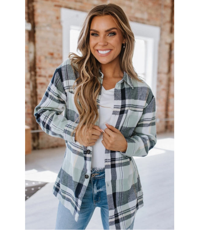 Liam & Company Lilliana Flannel Button Up - Green