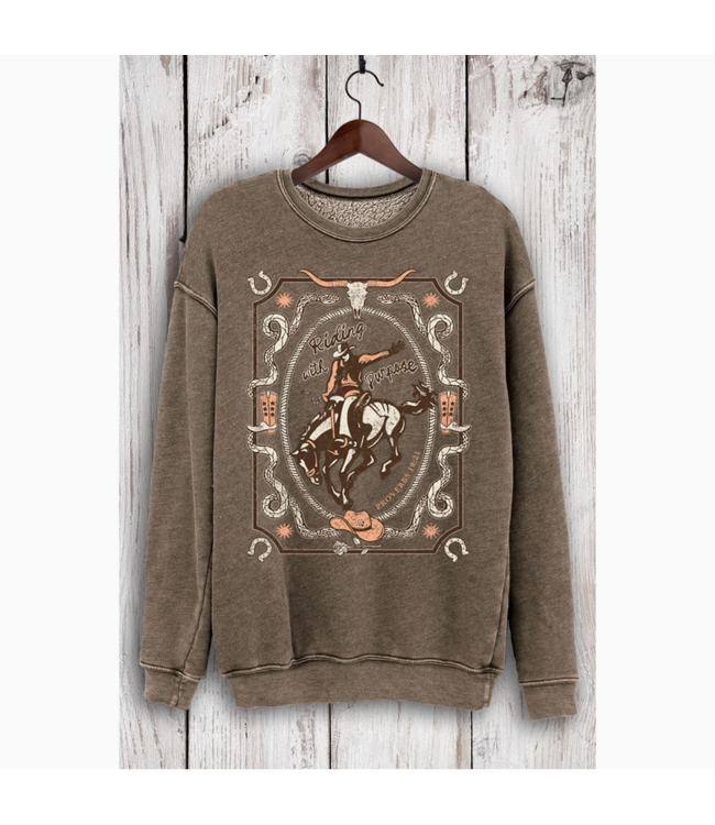 HRTandLUV Riding with Purpose Sweatshirt -Brown