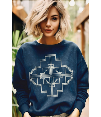 HRTandLUV Aztec Puff Mineral Sweatshirt - Navy