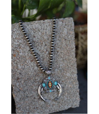 Turquoise Haven Faux Naja Pendant with Aztec and Turq Accents