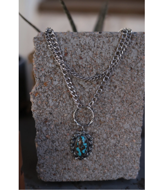 Turquoise Haven Two-Layer Western Turq Stone Charm Necklace