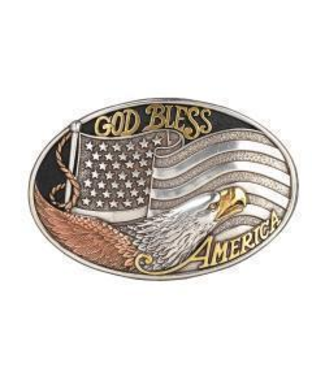 Nocona Nocona Oval American Flag Eagle Buckle