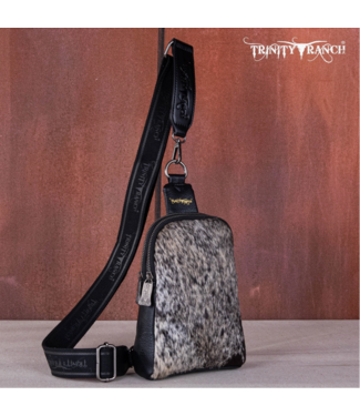 Montana West Trinity Ranch Hair-On Cowhide Tooled Phone Purse - Black