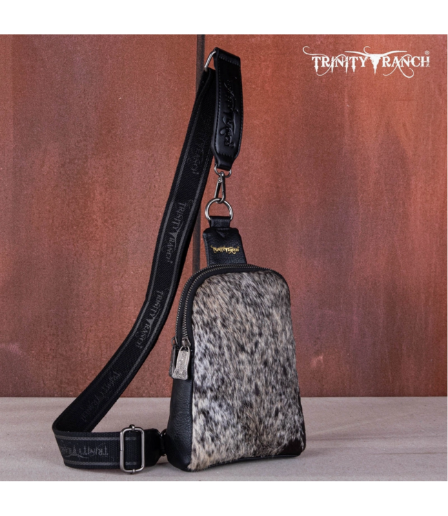 Montana West Trinity Ranch Hair-On Cowhide Tooled Phone Purse - Black