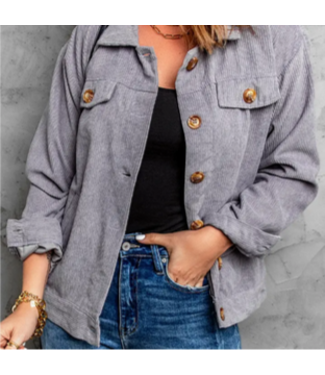 Threaded Pear Shaunna Ribbed Corduroy Long Sleeve Jacket