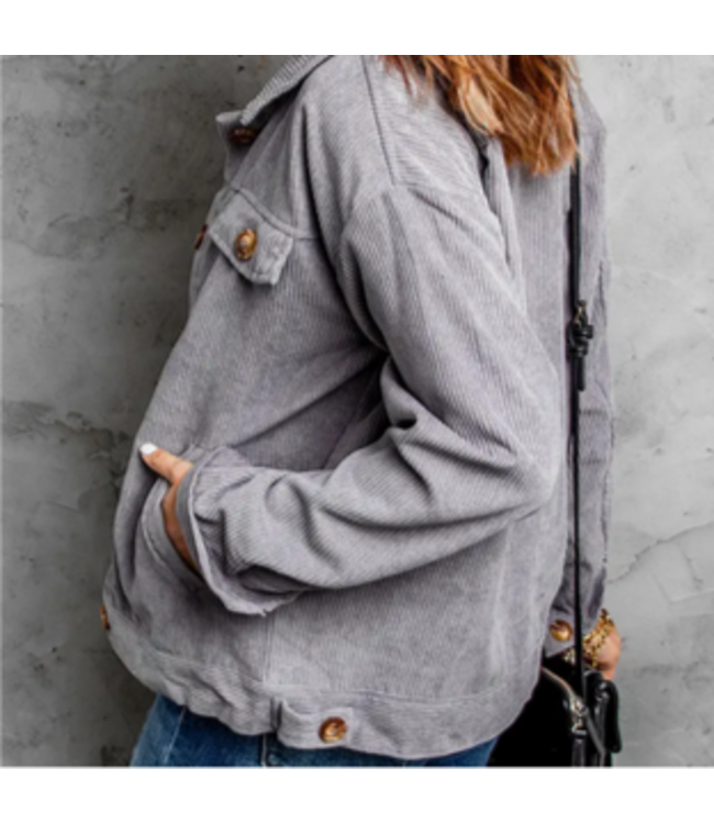 Threaded Pear Shaunna Ribbed Corduroy Long Sleeve Jacket