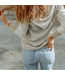 Threaded Pear Skylar Long Sleeve Textured Knit Patchwork Hoodie