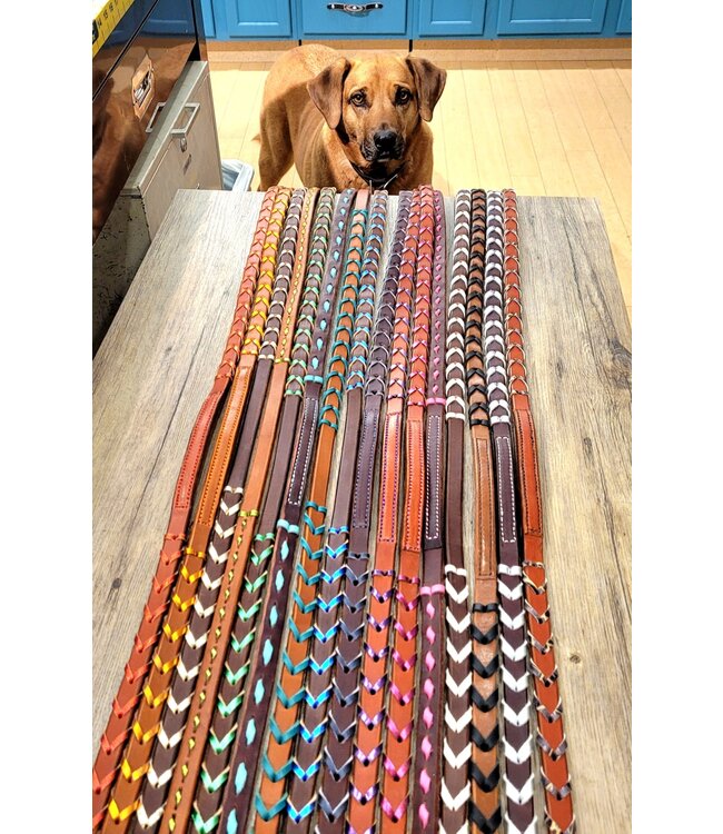 Beyond the Barn Hand Laced Leather Barrel Rein BTB