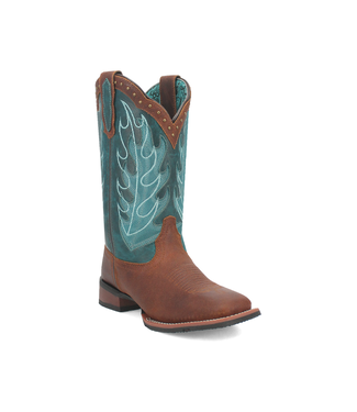 Laredo Faye Leather Cowboy Boot - Turq/Rust