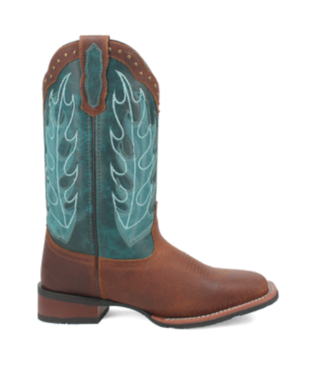 Laredo Faye Leather Cowboy Boot - Turq/Rust
