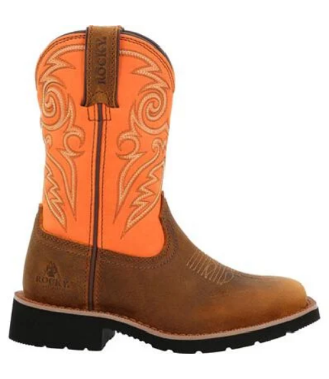 Rocky Kids Youth 8" Western Brown and Orange