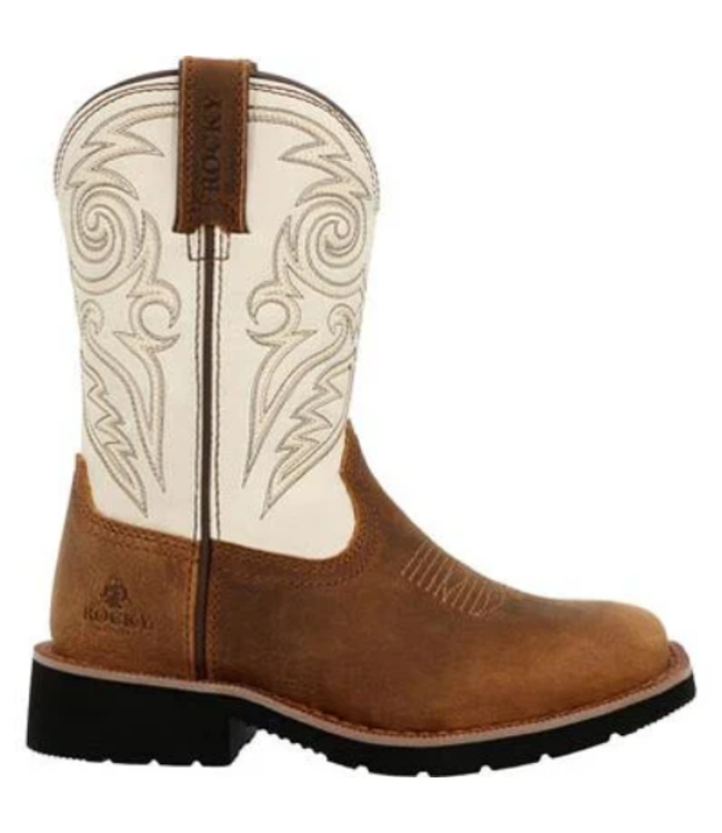 Rocky Kids Youth 8" Western  Brown and Bone