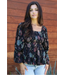 Angie Smocked Bust Open Back Crochet Trim Blouse