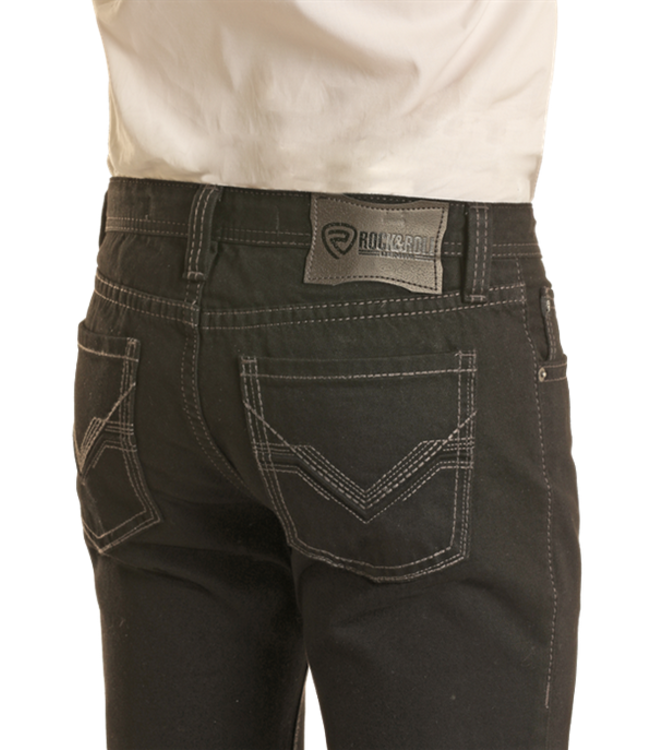 Rock & Roll Denim Mens Black Denim Revolver Slim Jeans