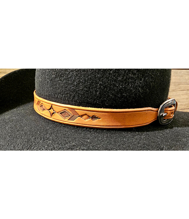 Beyond the Barn Hand Tooled Chevron Hatband Natural BTB