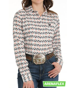 Cruel Denim Womens Southwestern Arenaflex Western Shirt - White