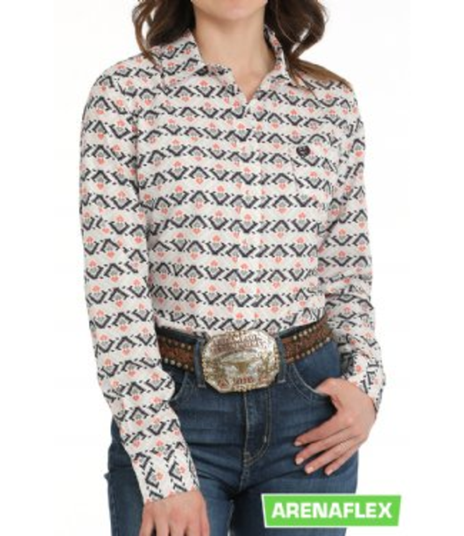 Cruel Denim Womens Southwestern Arenaflex Western Shirt - White