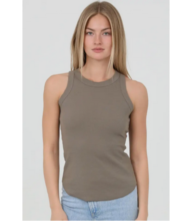 Angie Rib Knit Tank with Rounded Hem