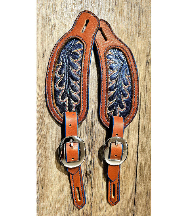 Beyond the Barn Inlay Spur Straps Blue Boot Stitch BTB