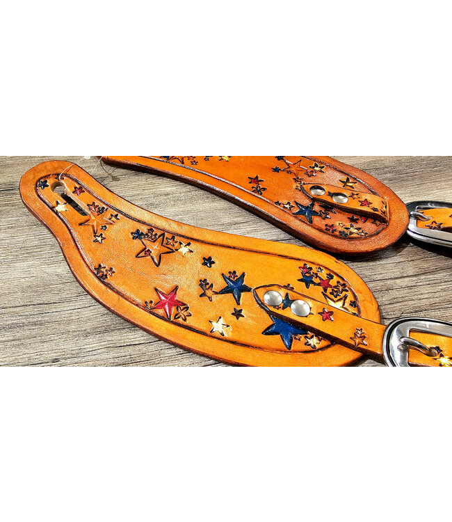 Beyond the Barn Hand Tooled Star Spur Straps BTB