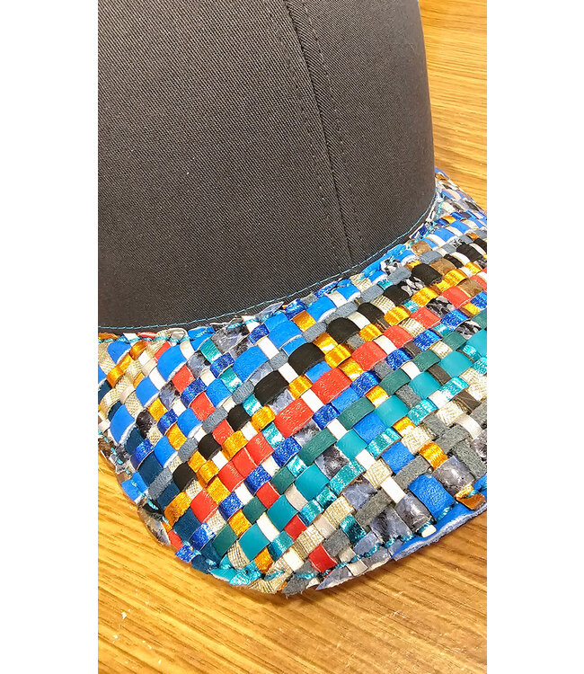 Beyond the Barn Custom Multi Lace Brim Cap Turq Grey BTB