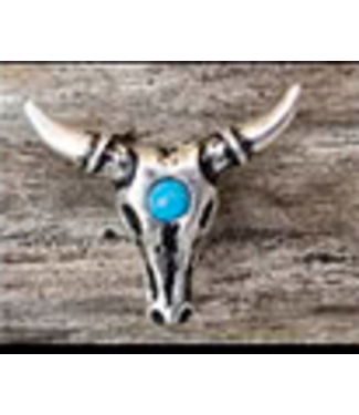 Austin Accent Longhorn Skull w/ Turquoise Hat Pin