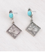 YK Trading Western Tooling Dangle Earrings - Turq/Silver