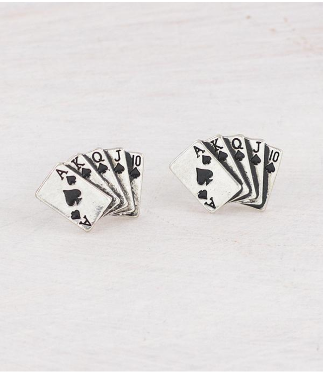 YK Trading Western Ace Card Earrings