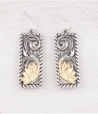 YK Trading Western Tooling Sunflower Earrings