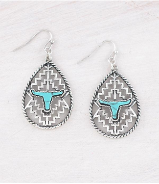 YK Trading Western Steer Head Earrings