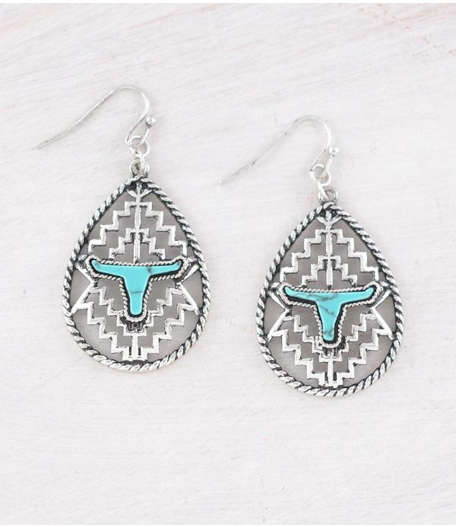 YK Trading Western Steer Head Earrings
