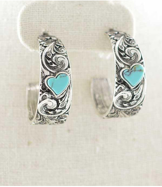 YK Trading Turquoise Heart Stone Hoop Earrings