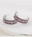 YK Trading Pink Stone Western Hoop Earrings