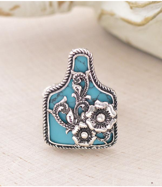 Turquoise Cattle Tag Ring