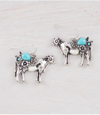 YK Trading Floral Cow Earrings