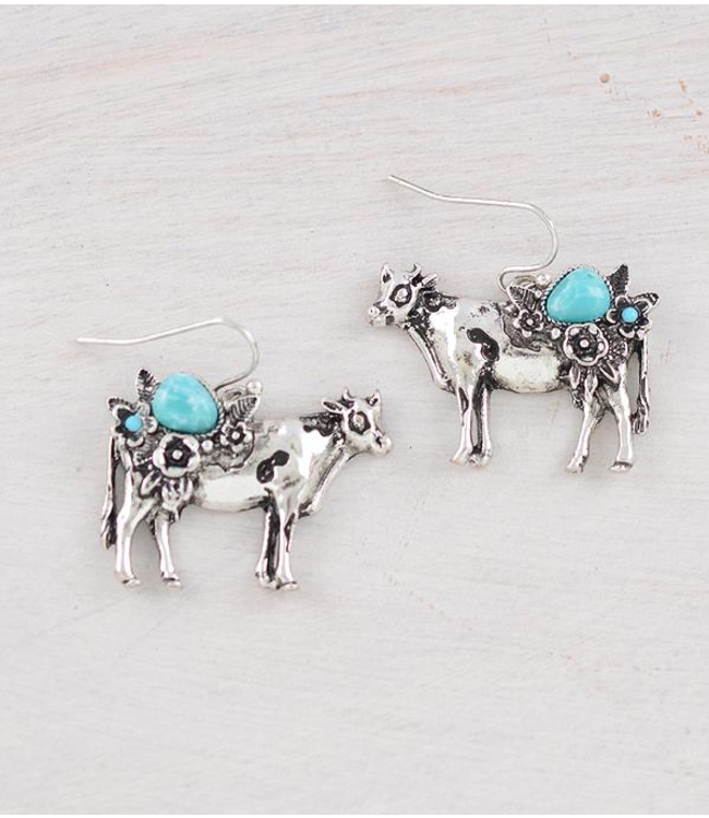 YK Trading Floral Cow Earrings