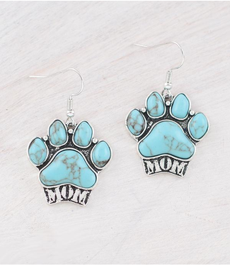 YK Trading Dog Mom Turquoise Paw Earrings