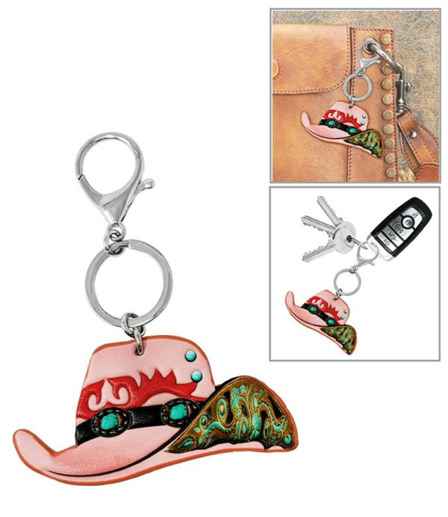 Cowboy Hat Leather Keychain