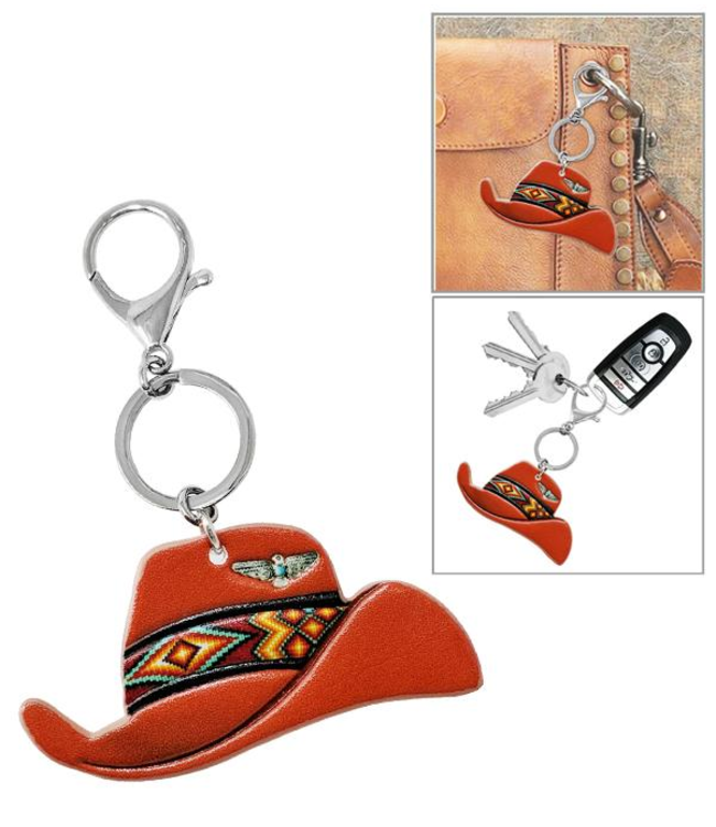 Cowboy Hat Leather Keychain