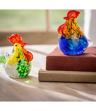 Evergreen Enterprises Rooster Glass Table Decor Asst  4"H