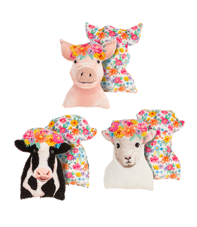 Evergreen Enterprises Petal  Plow Throw Pillow Shaped Farm Animal 8"