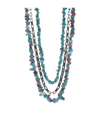 Justin Justin Mulit Stone 3 Strand Necklace