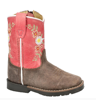 Smoky Mountain Autry Flower Boots - Chocolate/Coral