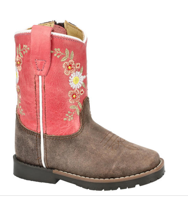 Smoky Mountain Autry Flower Boots - Chocolate/Coral
