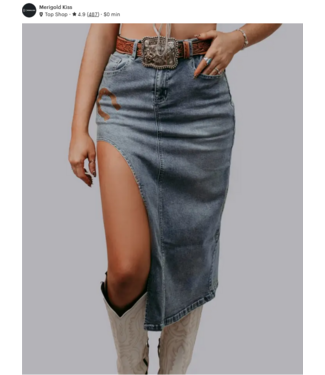 Merigold Kiss Women Horse Shoe cut out Denim Skirt