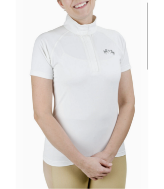 Equine Couture Ladies Magda Lace Short Sleeve Show Shirt -White