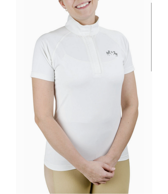 Equine Couture Ladies Magda Lace Short Sleeve Show Shirt -White