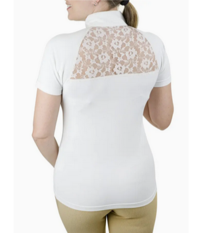 Equine Couture Ladies Magda Lace Short Sleeve Show Shirt -White